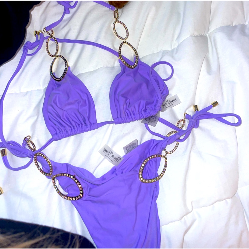 Beach bunny swimwear bikini. Violet with gems super cool!!- worn once.